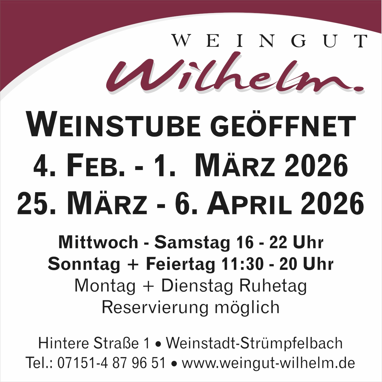 �ffnung Weinstube 202602+04