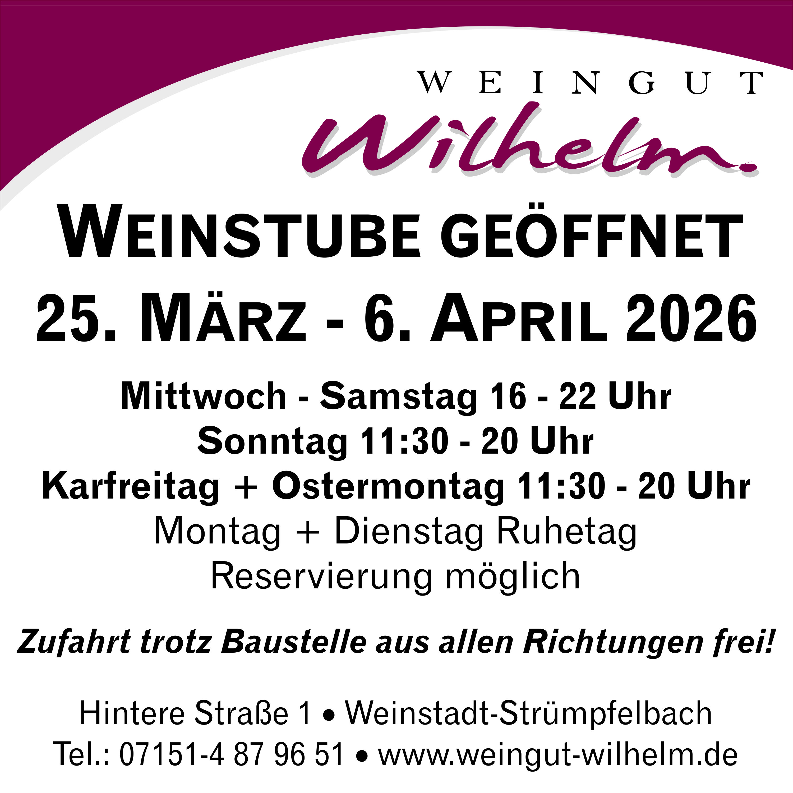 �ffnung Weinstube 202604