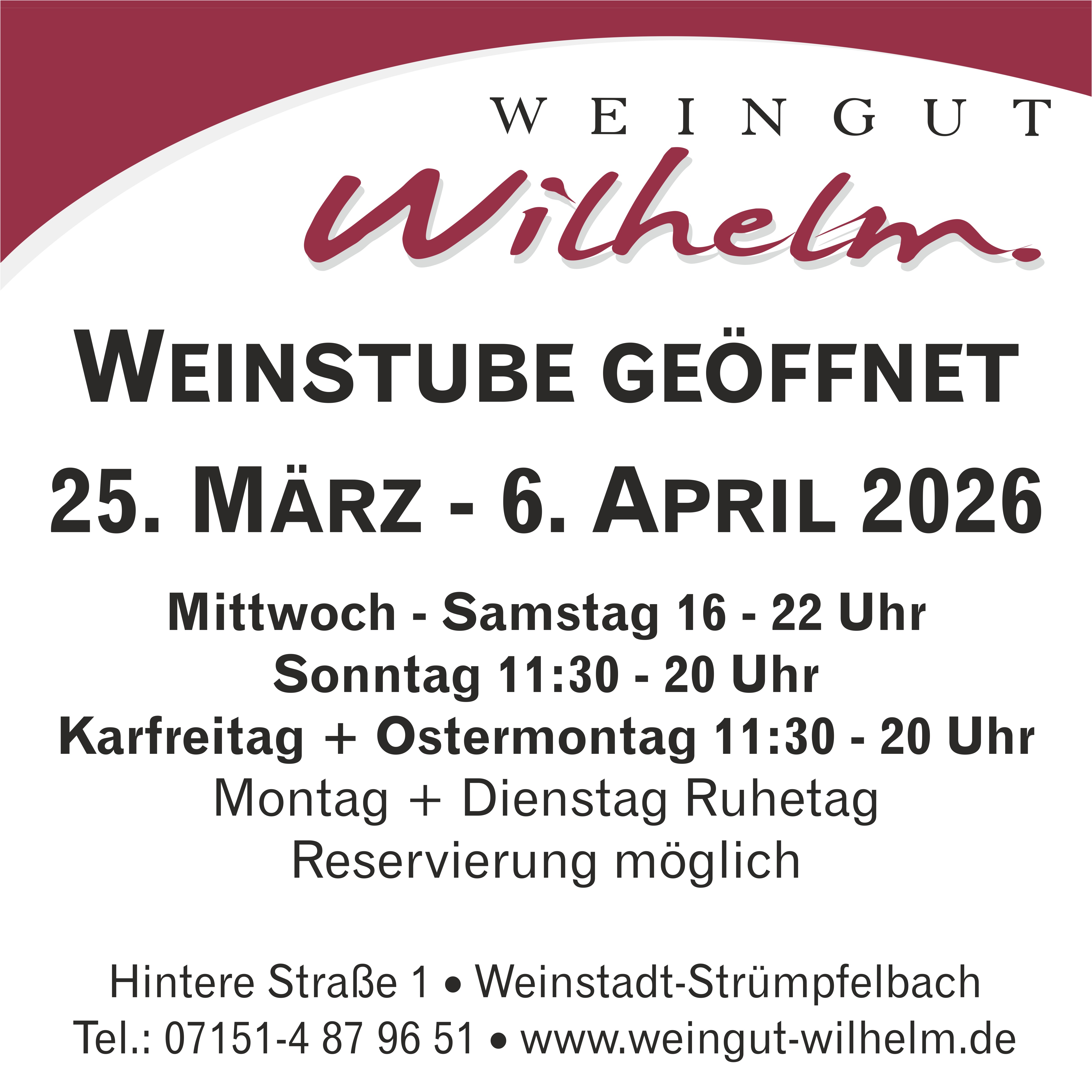 �ffnung Weinstube 202604
